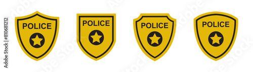 Police badge icon. Police shield icon, vector illustration