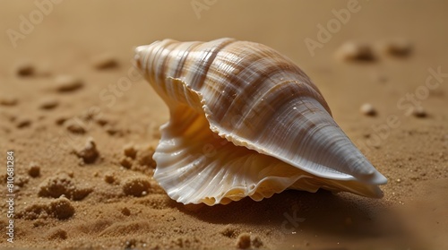 Macro studio shot of beautiful sea shell on a yellow.generative.ai