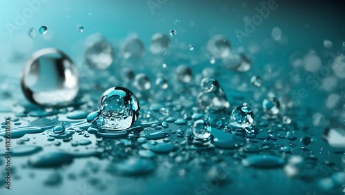 Realistic water droplets on cyan background design wallpaper