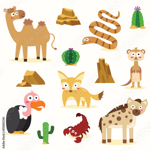 Vector vector of animals including a desert animal cartoon