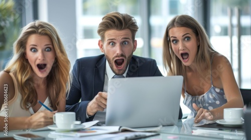 Colleagues Reacting to Surprise Online photo