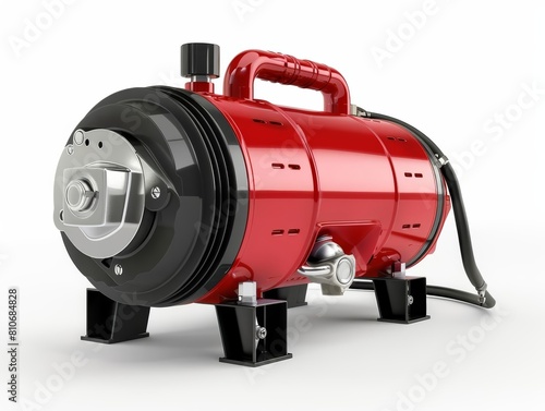 Air Compressor Portable air compressor, side view to highlight its components and utility in powering tools and inflating tires, isolated on white background.