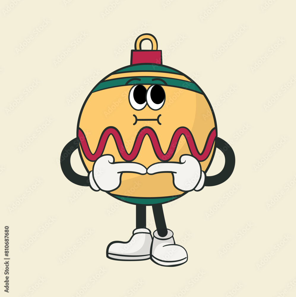 Obraz premium Vector christmas object retro character tree decoration