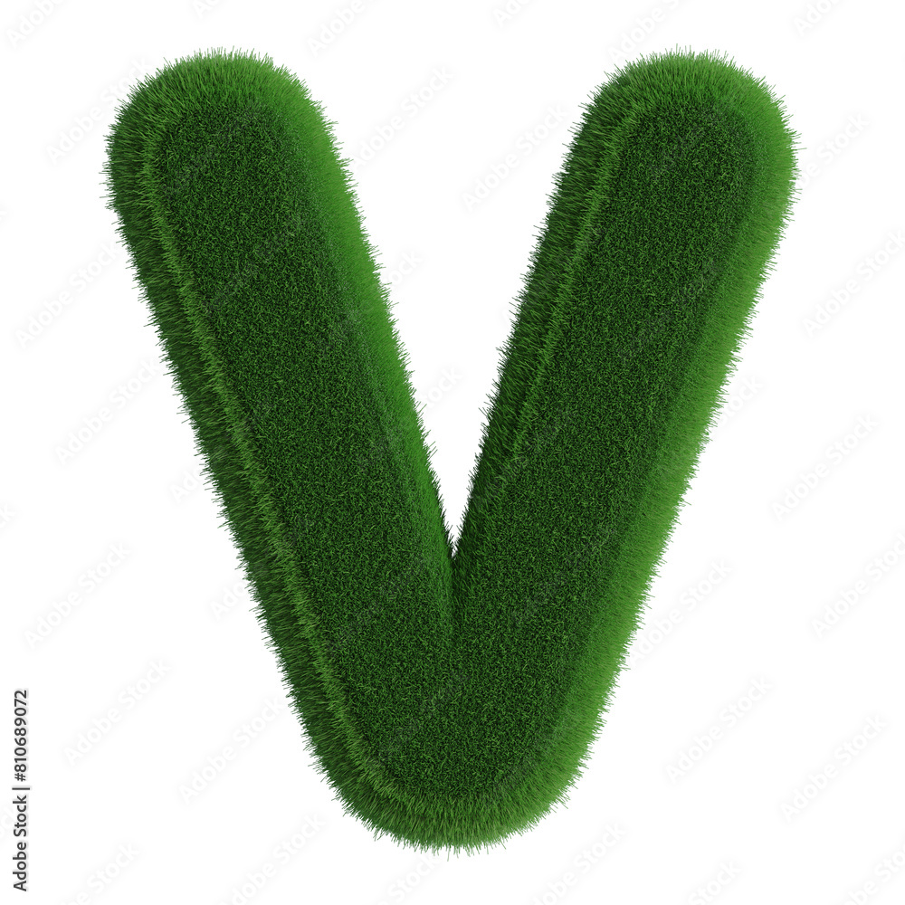 Grass Font Green Uppercase 3d Render . Letter V Grass Font Green Uppercase 3d Render . Letter V
