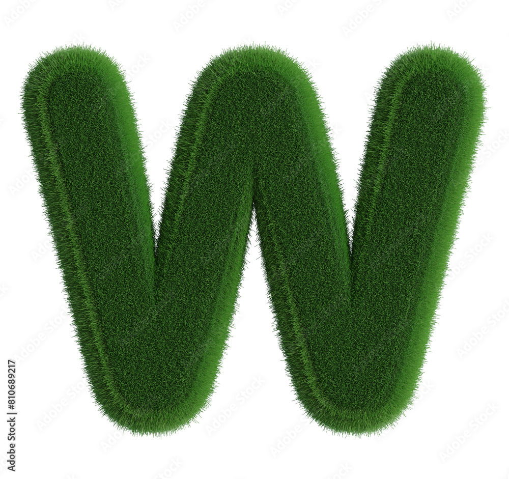Grass Font Green Uppercase 3d Render . Letter W Grass Font Green Uppercase 3d Render . Letter W