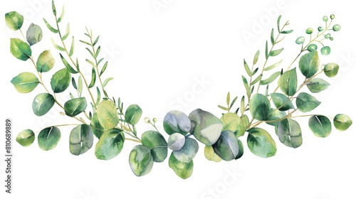 Elegant Watercolor Eucalyptus and Lavender Wreath Illustration