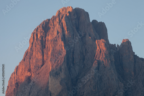 The northern side of Sasso Lungo at sunrise from the Val Gardena area photo