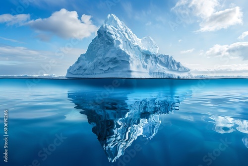 Ocean icebergs floating in Antarctica due to climate change. Generative Ai © Omor