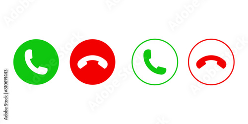 Phone call Answer and Decline icon set vector illustration. photo
