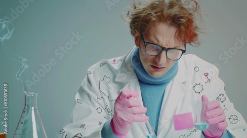 A Curious Chemist Conducting Experiments photo