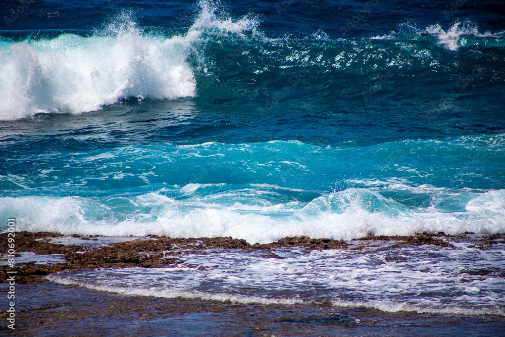 Fototapeta premium 奄美, サンゴ礁に打ち寄せる波、