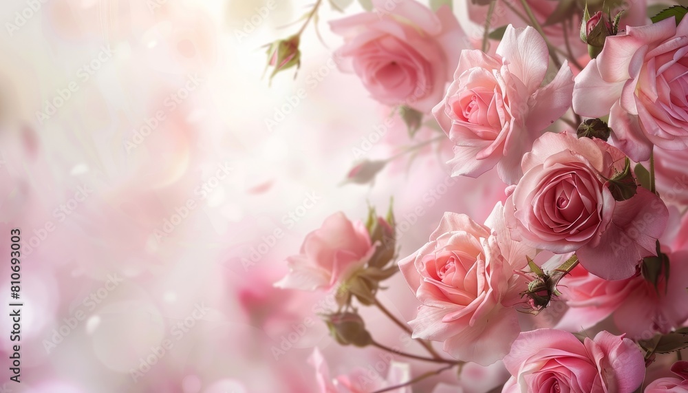 A bouquet of pink roses with a pink background by AI generated image A bouquet of pink roses with a pink background by AI generated image