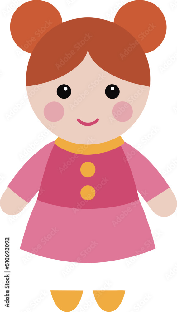 illustration children's toy of a cute doll girl illustration children's toy of a cute doll girl