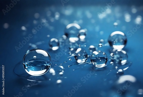 drops of clear water background in blue  tone