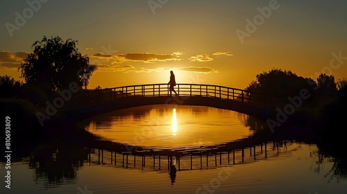 Silhouetted Figure Crossing...
