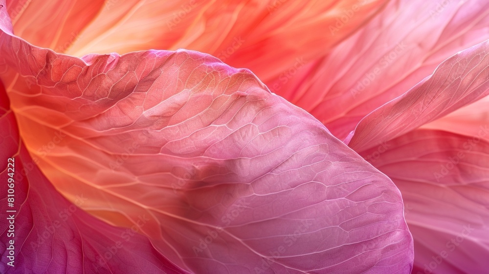A giant, luminous, closeup of a pink flower petal offers a unique, abstract texture.