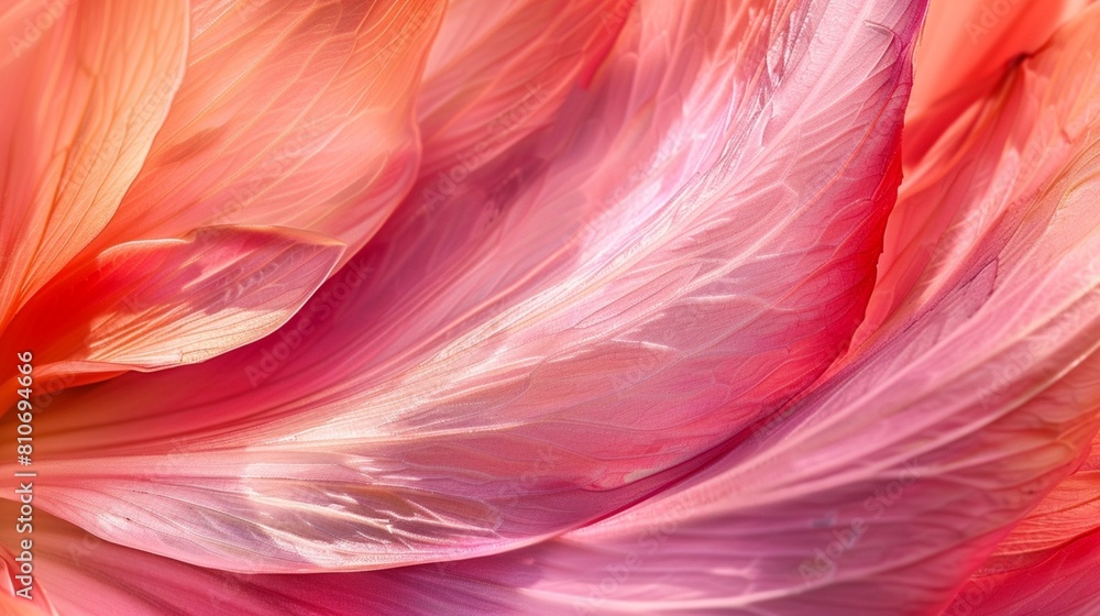 A giant, luminous, closeup of a pink flower petal offers a unique, abstract texture.