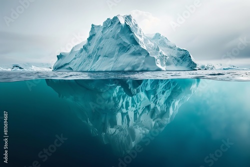 Ocean icebergs floating in Antarctica due to climate change. Generative Ai