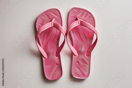 Pink flip flops isolated against a white backdrop. Generative Ai