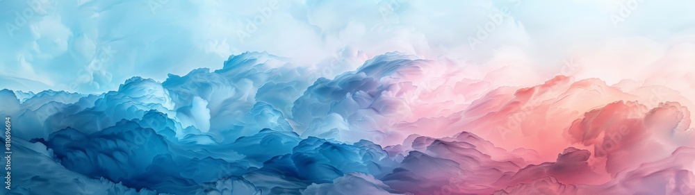 Watercolor style wallpaper delicate shades of blue mingle with hints of pink, evoking the calm of a dawn sky.