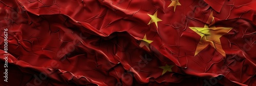 Close-up texture of red Chinese flag photo
