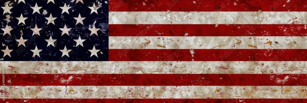 Fototapeta premium Distressed American flag with a realistic texture