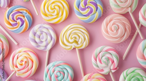 A colorful assortment of lollipops with different colors and flavors
