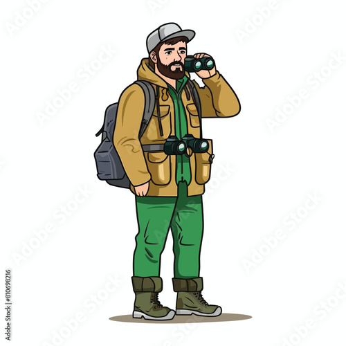 Wallpaper Mural Vector of a hiker with binoculars set items Torontodigital.ca