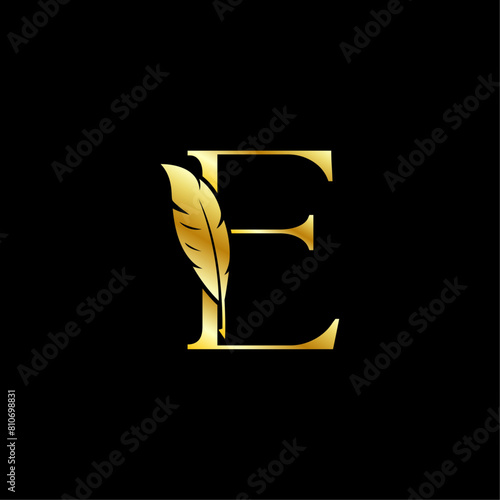 Luxury Letter E with Feather Logo