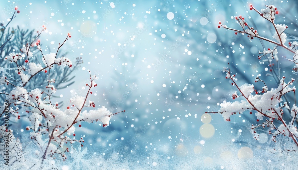 A snowy landscape with a blue sky and trees covered in snow by AI generated image A snowy landscape with a blue sky and trees covered in snow by AI generated image
