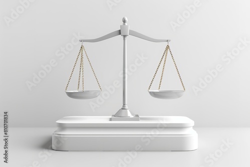Scale Justice Symbol with a background of isolated white. Generative Ai
