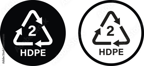 Plastic recycle hdpe 2 icon set in two styles isolated on white background . Package waste icon vector