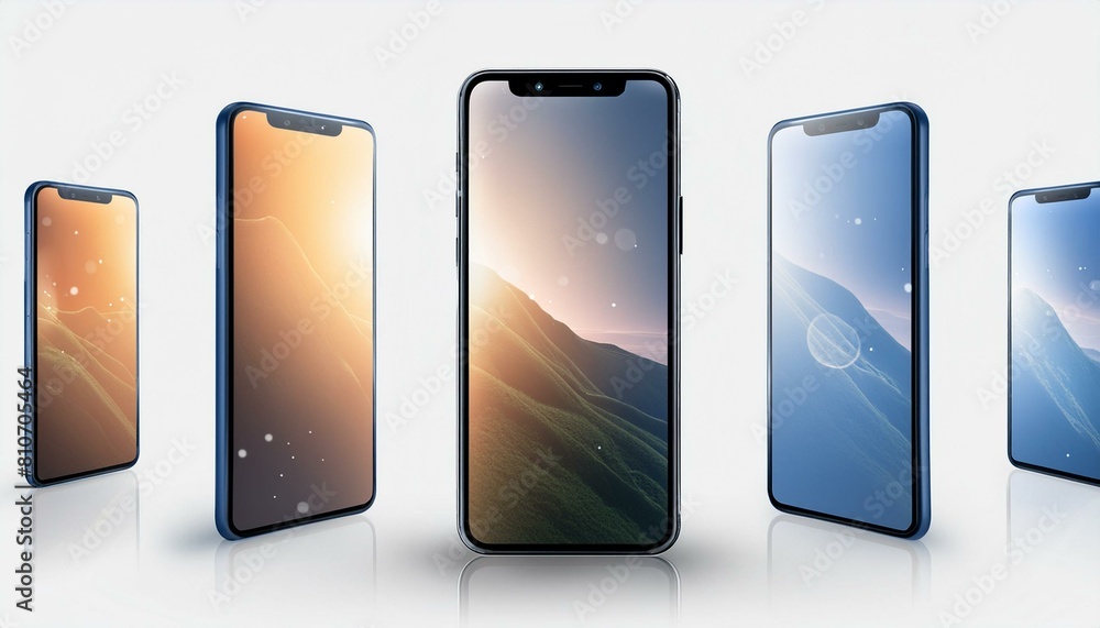 Sleek Simulation: Realistic Smartphone Mockup on White Background Sleek Simulation: Realistic Smartphone Mockup on White Background