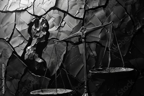 Social injustice depicted as a broken scale of justice Abstract