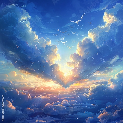 A heart soaring through the sky, symbolizing freedom from limitations Fantasy Art photo