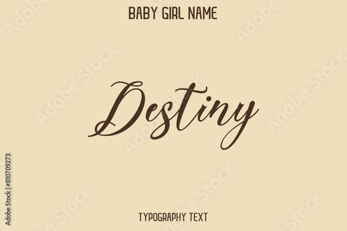 Destiny Woman's Name Cursive Hand Drawn Lettering Vector Typography Text
