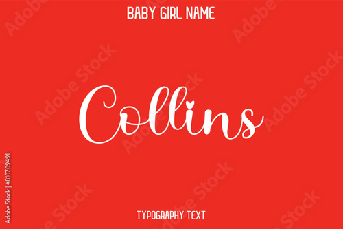 Collins Woman's Name Cursive Hand Drawn Lettering Vector Typography Text