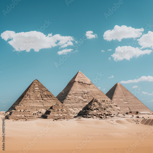 Majestic Egyptian Pyramids under Blue Sky