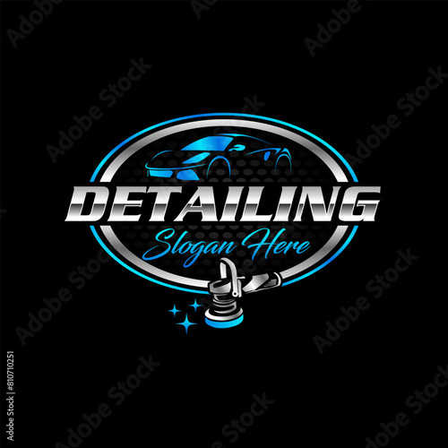 Automobile detailing, car dealership car wash logo design template vector