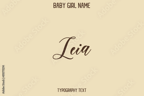 Quadro su tela Leia Baby Girl Name - Handwritten Cursive Lettering Modern Typography Text
