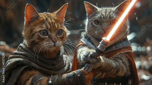 Whiskered Warriors: Jedi Cats in Epic Battle