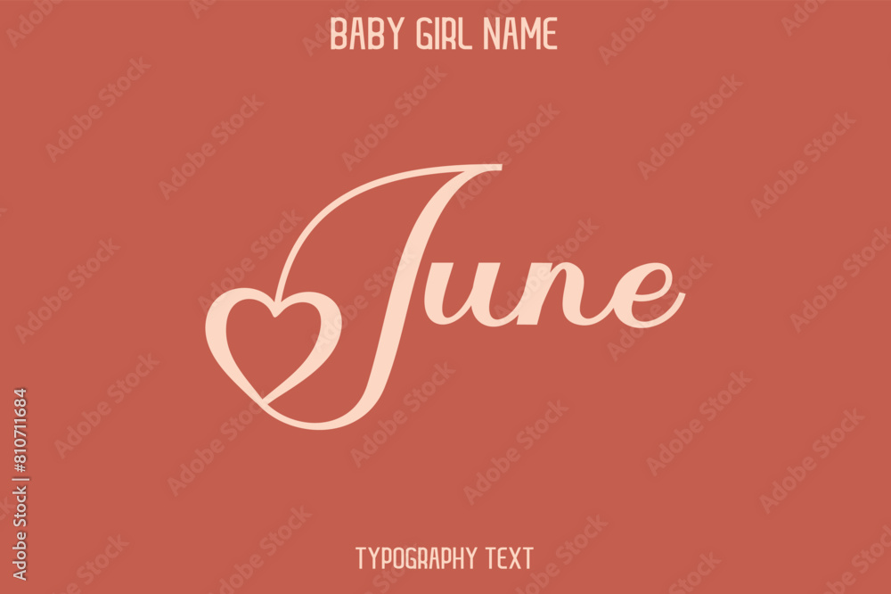 June Woman's Name Cursive Hand Drawn Lettering Vector Typography Text on Dark Pink Background June Woman's Name Cursive Hand Drawn Lettering Vector Typography Text on Dark Pink Background