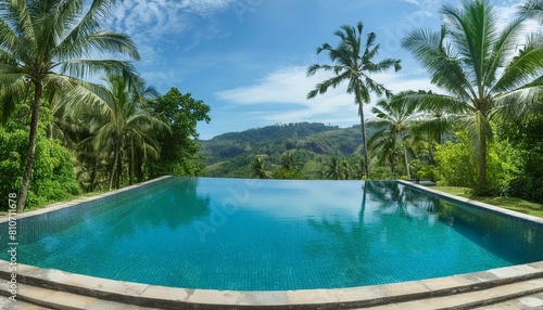 view of the sea from the mountain, pool in the tropical resort, landscape with lake and mountains, Exotic oasis in bali, a tropical swimming pool, nestled amidst the breathtaking scenery  © Hyder