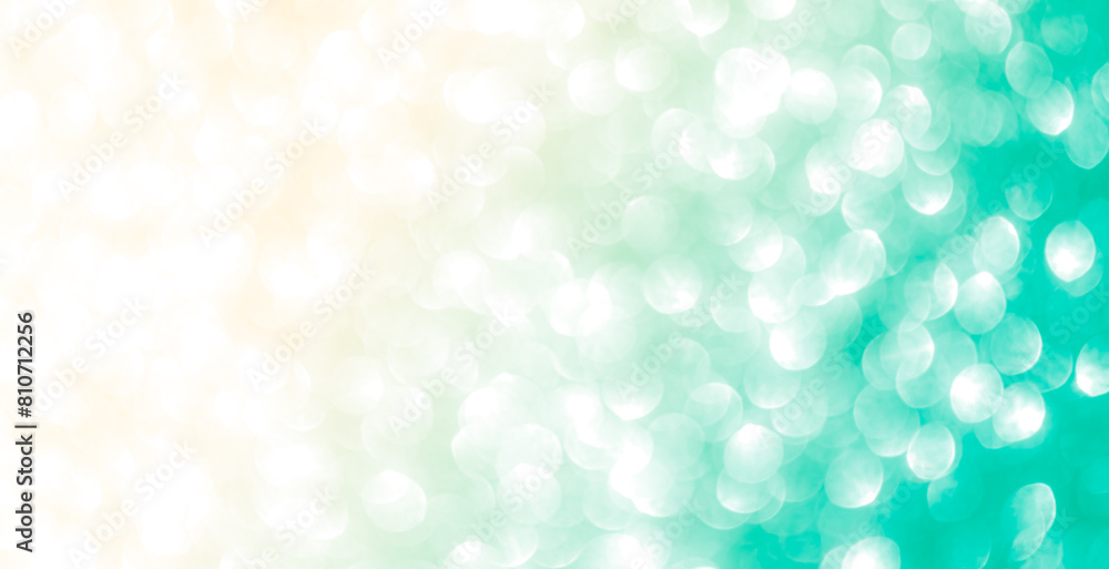 Fototapeta premium Green Yellow Bokeh Background Glitter Light Sparkle Glow Glamour Abstract blur Sparkle Festive Christmas Wallpaper Magic Bright Decoration Pattern Holiday Space Circles Defocused Backdrop Summer.