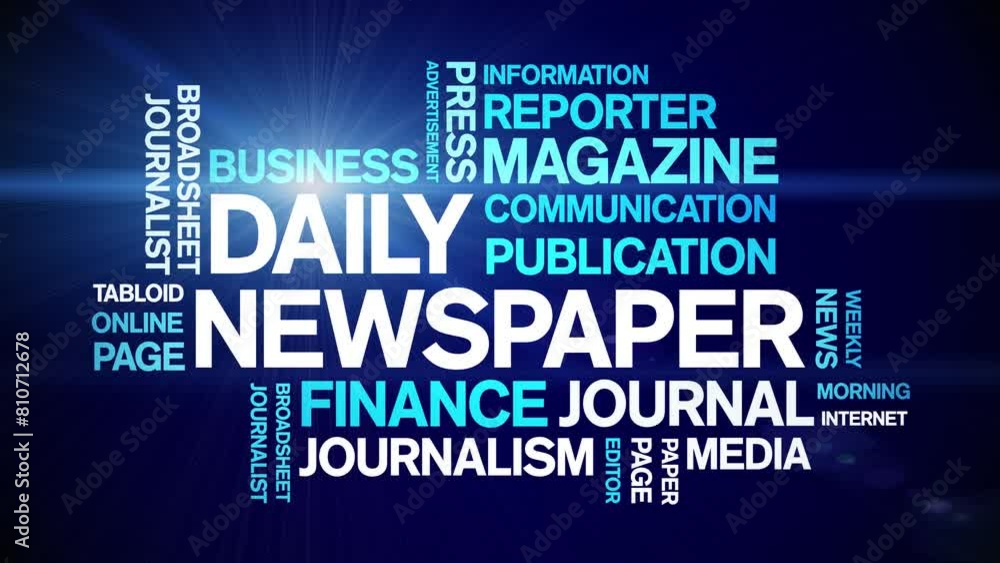 Daily Newspaper animated word cloud;text design animation tag kinetic typography seamless loop.