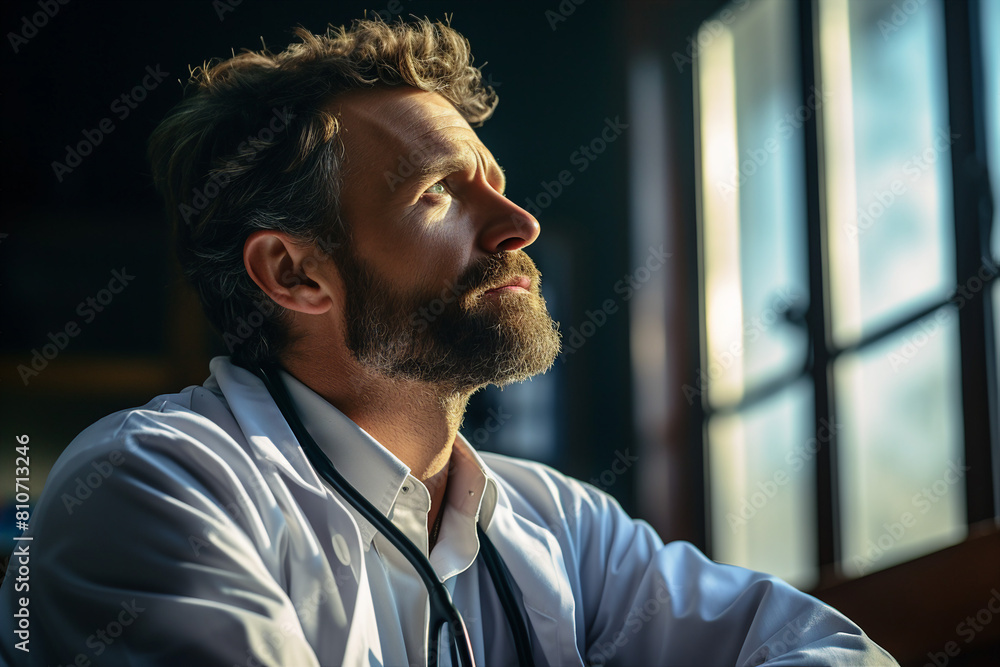 AI generative image of a handsome man studying medical university