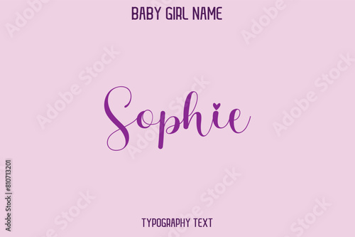 Sophie Woman's Name Cursive Hand Drawn Lettering Vector Typography Text