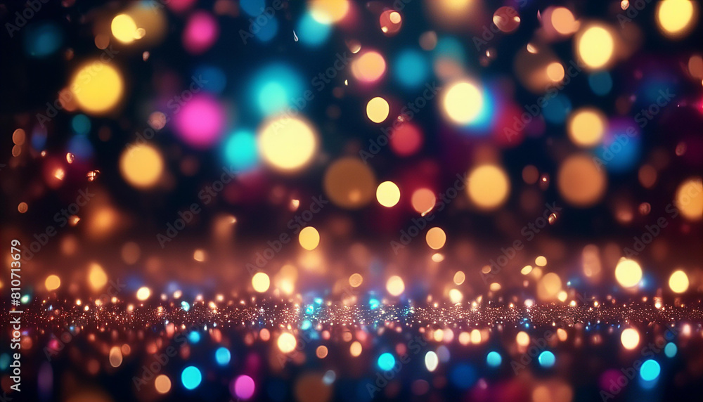 Golden light shine particles bokeh on navy blue background. Christmas lights background Golden light shine particles bokeh on navy blue background. Christmas lights background