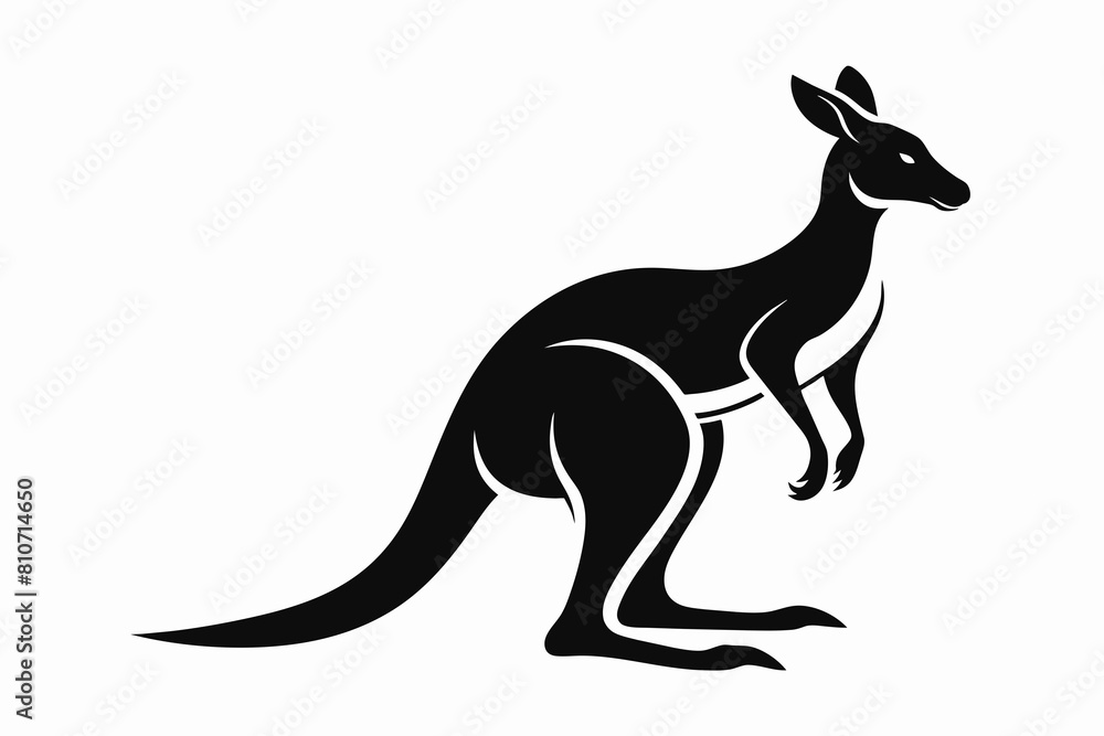 A kangaroo silhouette black vector artwork illustration A kangaroo silhouette black vector artwork illustration