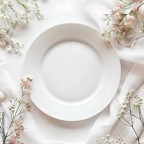 white plate with flowers